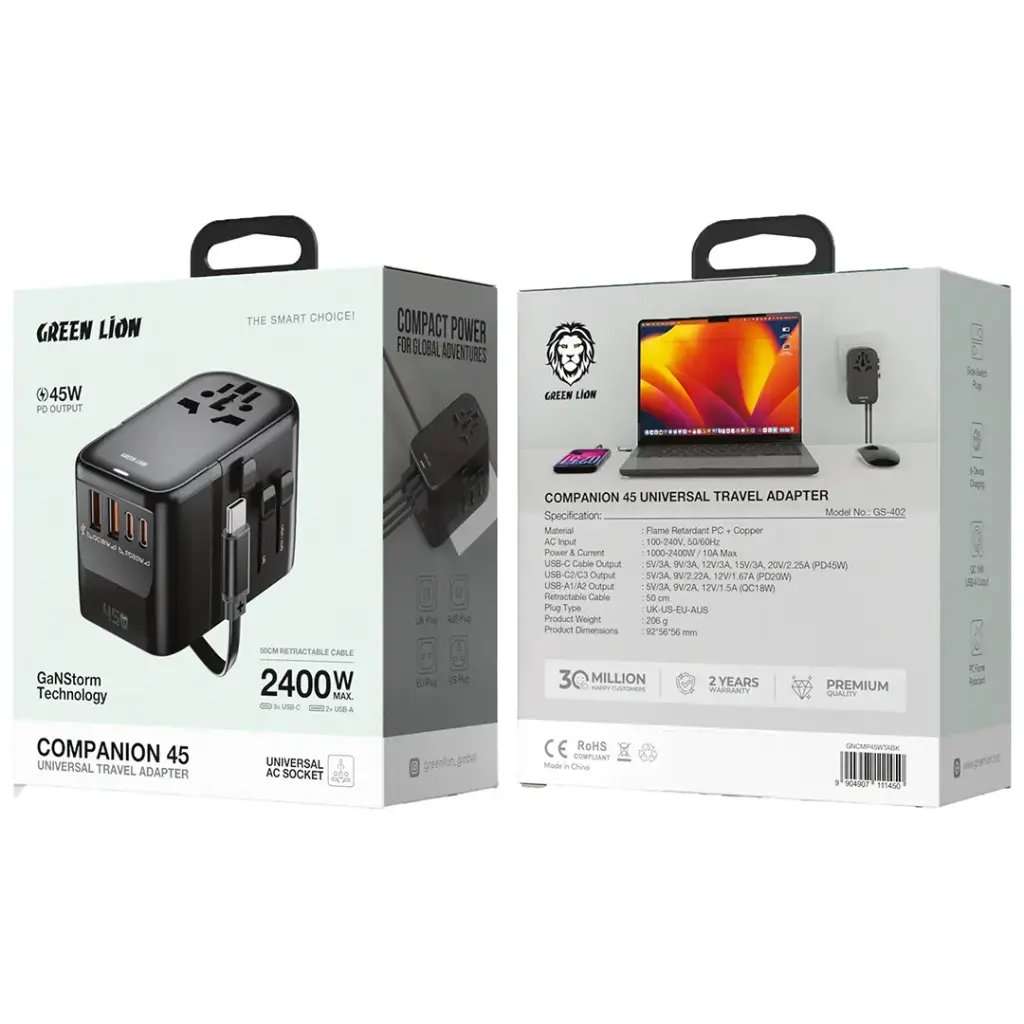 Green Lion Companion 45 GaN 45W Travel Adapter - Likphones Center